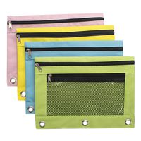 Sooez Binder Pouch,4 Pack Pencil Pouch 3 Ring Fabric Pencil Pouches with 3 Hole, Pencil Case Pencil Bags 3 Ring, Pencil Bags with Zipper Pencil Pouch for 3 Ring Binder
