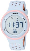 Armitron Sport Unisex 40/8423PPB Light Pink Accented Digital Chronograph Light Blue and Tan Perforated Silicone Strap Watch