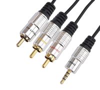Yohii 5FT(1.5meter) 3.5mm TRRS 3 Ring Male Plug to 3 x RCA Phono Jack Aux Audio Video AV OFC Cable