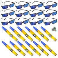 24 PC Spy Secret Agent Party Supplies Party Favor - 12 Spy Glasses, 12 (4.5-Inch) Disappearing Ink Pen Tubes, and 1 Triangle Eraser - Detective, Prizes, Treasure Box