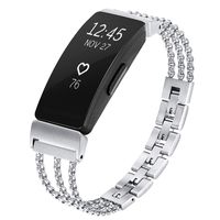 fastgo Compatible with Fitbit Inspire HR Bands/Fitbit Inspire Band, Adjustable Stainless Steel Replacement Wristbands Classy Dressy Bracelet Heart Rate Inspire Accessories for Women Girls (Silver)