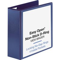 Business Source 4" Easy Open Nonstick D-Ring View Binder