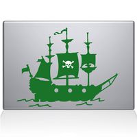 The Decal Guru Pirate Ship MacBook Decal Vinyl Sticker - 13" MacBook Pro (2016 & Newer) - Green (1168-MAC-13X-LG)