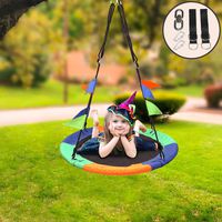 EKQ Naughty Jungle 40" Flying Saucer Tree Swing Multi-Color, Bonus Flags, Baby Swing Seat, Easy Install, Steel Frame