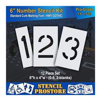 Curb and Median Stencils - 6 inch Number KIT Stencil Set - (12 Piece) - 6" x 4" x 1/8" (128 mil) - Pro-Grade