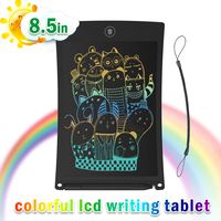 NEWYES 8.5 Inches Colorful Doodle Board Kids Toys LCD Screen Writing Tablet with Lock Function Magnetic Drawing Board Erasable Doodles Notepad Gifts for Ages 3+ Black with Lanyard