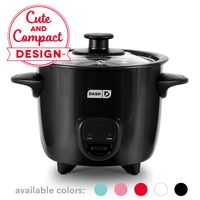 Dash DRCM200BK Mini Rice Cooker Steamer with Removable Nonstick Pot, Keep Warm Function & Recipe Guide, Black