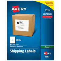 Avery Full-Sheet Labels for Copiers, 8-1/2" x 11", Box of 100 (5353)