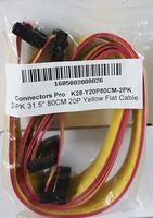 PC Accessories - Connectors Pro 20P 1.27mm 0.5" Pitch Yellow Flat Ribbon Cable with 2.54mm FC 20 Pins 2x10 Female to Female Connector (20P-80cm-2PK)