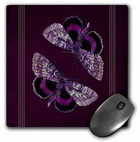 3D Rose"Purple and Pearl Butterflies On A Textured Dark Purple Background with Pearl Line Accents" Matte Finish Mouse Pad - 8 x 8" - mp_53917_1