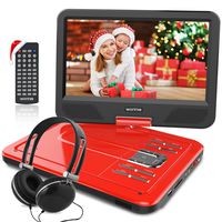 12.5 Inch Portable DVD Player with 4 Hour Rechargeable Battery,10.5" Swivel Screen, USB/SD Slot (RED)