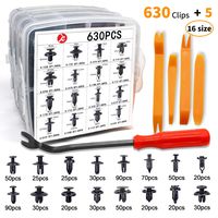KCRTEK 630pcs Push Retainer Clips with 16 Most Popular Automotive Parts Sizes,Auto Screw Clips for Toyota GM Ford Honda Acura Chrysler