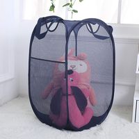 Reinforced Mesh Pop-Up Laundry Hamper, Portable Durable Handles, Collapsible for Storage and Easy to Open, Folding Pop-Up Clothes Hampers are Great for The Kids Room, College Dorm or Travel (Blue)