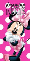 Disney Beach Bath Towel | 100 % Cotton | Disney Minnie Mouse "Dreaming In Dots" Pink Kids Bath Pool Beach Towel