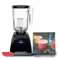 Blendtec C575A2301A-A1AP1D1 4 Pre-programmed Cycles-5-Speeds Classic 575 Blender-WildSide+ Jar (90 oz), Recipe Book, and Spoonula Spatula BUNDLE-Professional-Grade Power-Self-Cleaning, Black