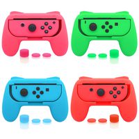 4 Pack FastSnail Joy-Con Grip Kit for Nintendo Switch, Wear-resistant Joy-con Grip Controller for Switch with 12 Thumb Grip Caps (Green Pink Blue and Red)