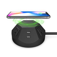 BTU 9 in 1 Wireless Charging Surge Protector Power Strip Tower with 4 AC Outlet Plugs and 4 USB Charging Dock Station, 6.56 FT Extension Cord Universal Socket PC Laptops Phone