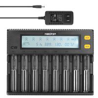 8 Bay Universal Battery Charger LCD Display for AA AAA AAAA SC RCR123 18650 26650 26500 25500 20700 14500 16340 17350 Li-ion Ni-MH Ni-Cd LiFePO4 IMR Rechargeable Batteries