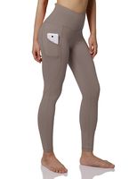 ODODOS Women's High Waist Yoga Pants with Pockets,Tummy Control,Workout Pants Running 4 Way Stretch Yoga Leggings with Pockets,DarkBeige,XX-Large