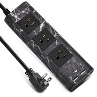 Desktop Power Strip with USB - JACKYLED 10ft Flat Plug Surge Protector 3 Outlets Portable Electrical Power Outlet Extender Fire-Retardant USB Charging Station for Travel Home Office - Gray Marble