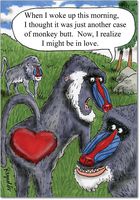 NobleWorks, Monkey Butt - Funny Animal Valentines Day Note Card with Envelope 2020