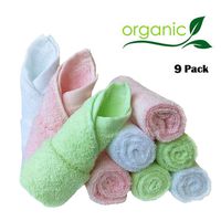 Baby Washcloths Natural Organic Bamboo Baby Face Towels - Reusable and Extra Soft Newborn Baby Bath Washcloths - Suitable for Sensitive Skin Baby Registry as Shower Gift Set (Colorful towels-9pack)