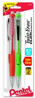 Pentel Twist-Erase CLICK Mechanical Pencil,, 0.7mm CLEAR Barrel, 2 Pack (PD277TBP2M)