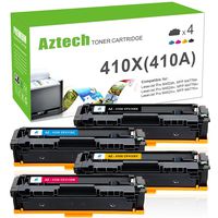 Aztech Compatible Toner Cartridge Replacement for HP 410X CF410X 410A CF410A CF411X CF412X CF413X (Black Cyan Yellow Magenta, 4-Packs)
