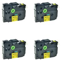 NineLeaf 4PK Replacement Laminated P-Touch Label Tape Compatible for Brother TZ-641 TZe-641 TZe641 (3/4" X 26.2', 18mm x 8m, Black on Yellow)