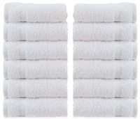 WhiteClassic Luxury Cotton Washcloths - Large Hotel Spa Bathroom Face Towel | 12 Pack | White