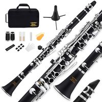 Eastar B Flat Clarinet Black Ebonite Clarinet Student Beginner with Mouthpiece Case 2 Connector 8 Occlusion Rim Clarinet Stand 3 Reeds and More Keys