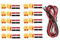 10 Pairs XT60 Connectors, XT-60 Male Female Bullet Connectors Replace Deans Connectors with 6 Feet 14 AWG Silicone Wire with Heat Shrink Tube for RC Lipo Battery RC Hobby Builder Flyer Hobbyist