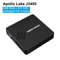 GN34 Mini PC Apollo Lake Celeron J3455 Processor 6GB RAM, 64GB eMMC, DIY SSD, 4K Intel Quad Core CPU up to 2.3GHz, 1000M LAN, Dual Band WiFi, HDMI&VGA, Support Windows 10 Pro, Linux, WOL and PXE Boot