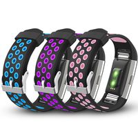 iHillon Compatible with Fitbit Charge 2 Bands, 3-Pack Soft Breathable Bands Sport Accessories Wristbands Compatible with Fitbit Charge 2 Smart Fitness Watch, Small Large (No Tracker)