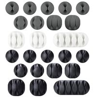 24 Piece Silicone Cable Clips, Viaky Self-Adhesive Desktop Cable Organizer Cord Holders, Multipurpose Wire Management Clamps for USB, TV, Computer, Electrical and Charging Cord(Black&Grey&White)