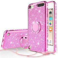 Compatible for Apple iPod Touch 7th, 6th, 5th Generation Case, SOGA Cute Girl/Women Rhinestone Bumper Sparkling Glitter Bling Diamond Phone Cover with Magnetic Ring Stand - Pink