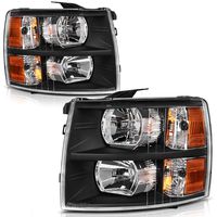 Headlight Assembly for 2007-2013 Chevy Silverado 1500/2007-2014 Silverado 2500HD 3500HD Replacement Headlamp, Black Housing Amber Reflector Clear Lens,2 Year Warranty (Passenger and Driver side)