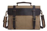 ROCKCOW Canvas Leather Travel Bag Briefcase Messenger Shoulder Bag Dufulle Bag (02# khaki)