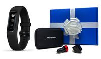 Garmin vivosmart 4 (Black/Midnight - Small/Medium) Gift Box Bundle | +PlayBetter USB Car/Wall Adapters & Protective Hard Case | Fitness Activity Tracker | Heart Rate
