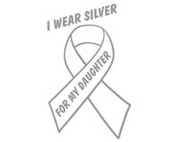 Diamond Graphics I Wear Silver for My Daughter - Brain Cancer (4" x 6") Silver Die Cut Decal Bumper Sticker for Windows, Cars, Trucks, Laptops, Etc.