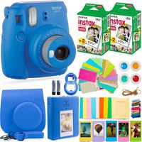 FujiFilm Instax Mini 9 Instant Camera + Fuji Instax Film (40 Sheets) + Accessories Bundle - Carrying Case, Color Filters, Photo Album, Stickers, Selfie Lens + More (Cobalt Blue)