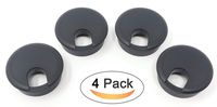 Desk Grommet w/Cover for 1.75 Inch Hole. Black Plastic (4 Pack) for Cable Management 1-3/4"