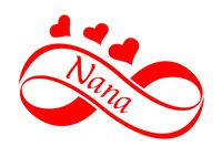 Nana with Hearts 6.5" Wide Red Vinyl Decal Sticker Car Truck Laptop Notebook Ipad #2002
