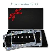 2 Pack Premium Diamond Car License Plate Frame Set- Bling Bedazzled Stainless Steel Car Plate Frames，with 2 Holes Screws Caps Set (Silver)