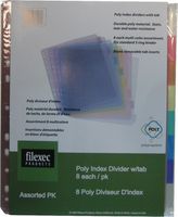 Filexec 30207, Index Binder, 8 Tabs Colored Pink, Clear, Smoke, Purple, Blue, Green, Yellow, Orange, 8 in Pack, 5 Packs
