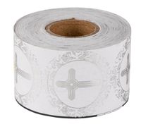 Religious Stickers - 500-Piece Christian Sticker Roll, Cross Design Round Labels with Silver Foil Finish, Round Labels Ideal for Christening, Communion, Christian Occassions, 1.5 inches in Diameter