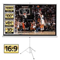 Yaheetech Projector Screen with Stand Height Adjustable Indoor Outdoor 100 Inch 16: 9 Fast Folding Portable Tripod Projection Screen Movie Screen