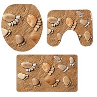 Pgojuni Christmas Scenery Bathroom Non-Slip Pedestal Rug + Lid Toilet Cover + Bath Mat Set 3PCS (B-01)