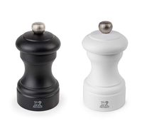 Peugeot 2/24291 Bistro 4 Inch Black Matte Pepper Mill and 4 Inch White Matte Salt Mill Set
