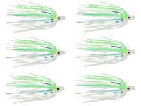 Last Cast Tackle Silicone Holo Teaser - 6 Pack - 5 Colors to Choose from (Green/White)